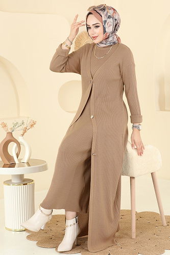 moda selvim طقم عسلي فاتح 3080KLB1050 - Thumbnail