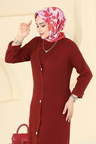 moda selvim طقم خمري 3080KLB1050 - Thumbnail