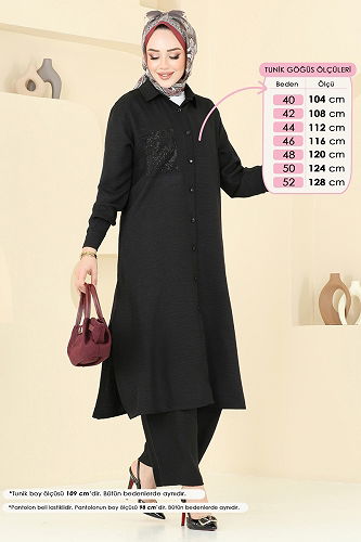 moda selvim طقم أسود 3087HBS856 - Thumbnail