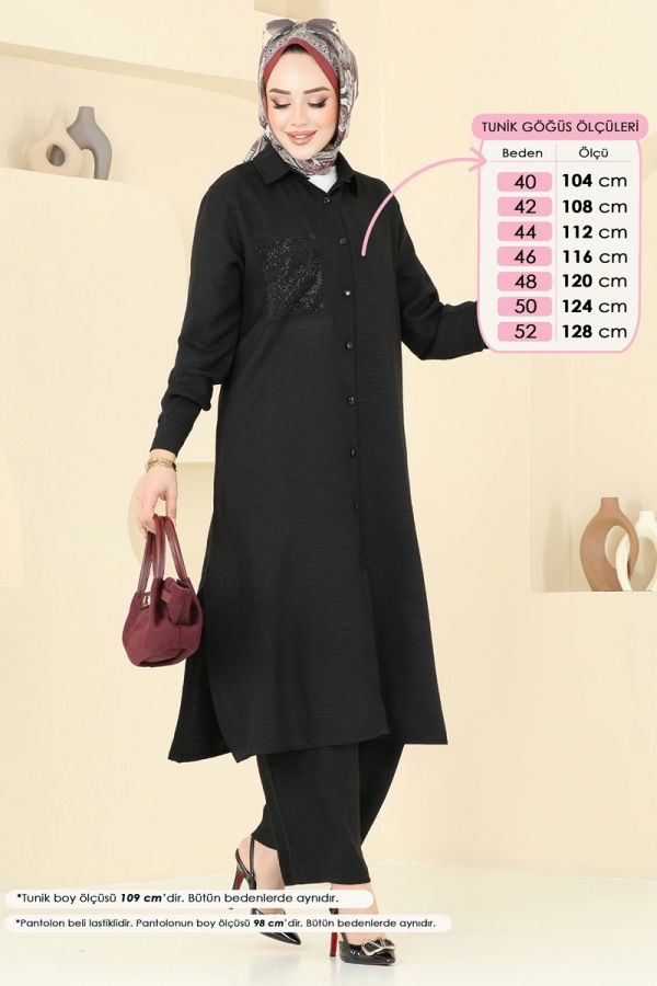 Modaselvim خصم صافٍ20%+20% في سلة التسوق طقم أسود 3087HBS856