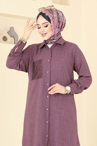 moda selvim طقم وردي غامق 3087HBS856 - Thumbnail