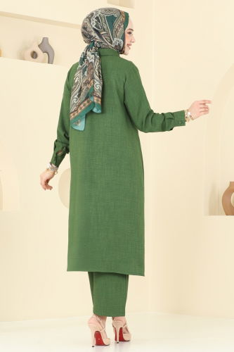 moda selvim طقم اخضر عفني 3087HBS856 - Thumbnail