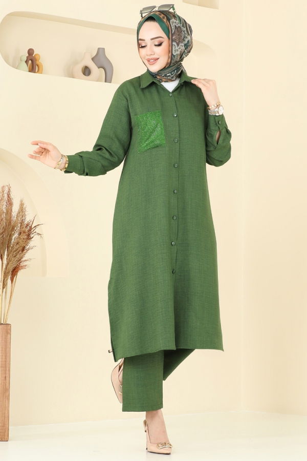 Modaselvim خصم صافٍ20%+20% في سلة التسوق طقم اخضر عفني 3087HBS856