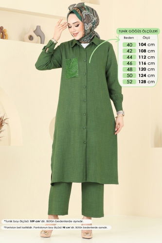 moda selvim طقم اخضر عفني 3087HBS856 - Thumbnail