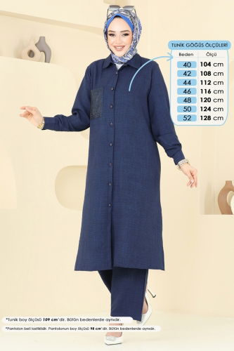 moda selvim طقم كحلي 3087HBS856 - Thumbnail
