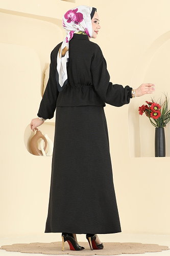 moda selvim طقم أسود 3088KTR750 - Thumbnail