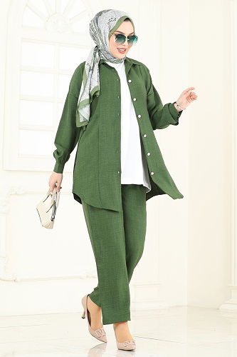 moda selvim طقم اخضر عفني 3089HBS856 - Thumbnail