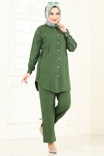 moda selvim طقم اخضر عفني 3089HBS856 - Thumbnail