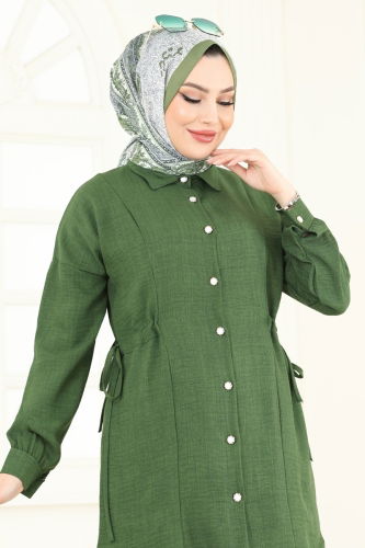 moda selvim طقم اخضر عفني 3089HBS856 - Thumbnail
