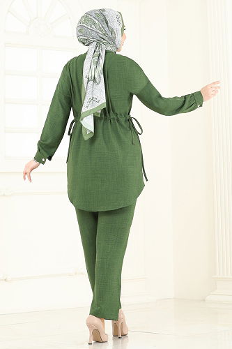 moda selvim طقم اخضر عفني 3089HBS856 - Thumbnail