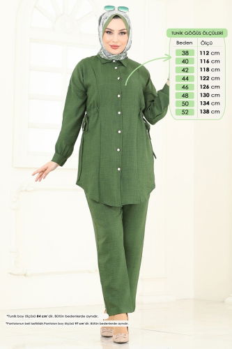 moda selvim طقم اخضر عفني 3089HBS856 - Thumbnail