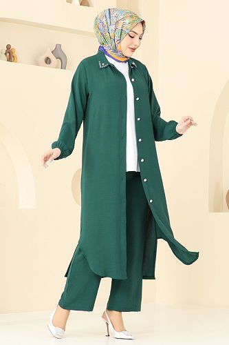 moda selvim طقم زيتي 3092HBS856 - Thumbnail