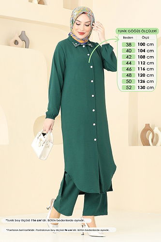 moda selvim طقم زيتي 3092HBS856 - Thumbnail