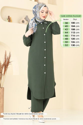 moda selvim طقم اخضر عفني 3092HBS856 - Thumbnail