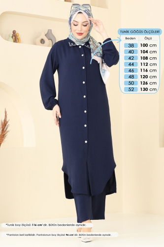 moda selvim طقم كحلي 3092HBS856 - Thumbnail