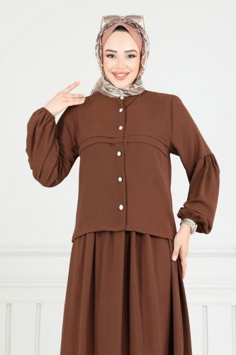 moda selvim طقم بني 3094HBS856 - Thumbnail