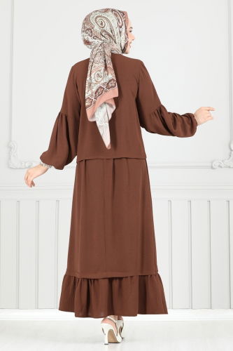 moda selvim طقم بني 3094HBS856 - Thumbnail