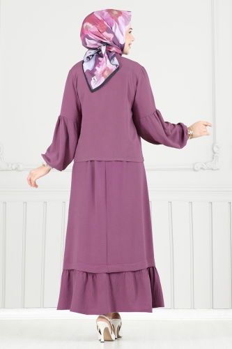moda selvim طقم ليلكي غامق 3094HBS856 - Thumbnail