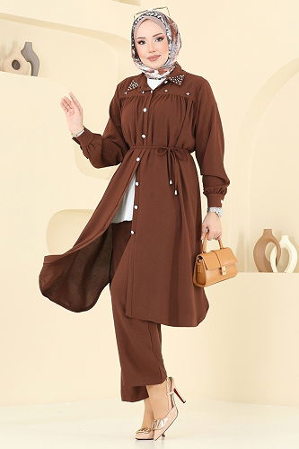 moda selvim طقم بني 3097HBS856 - Thumbnail