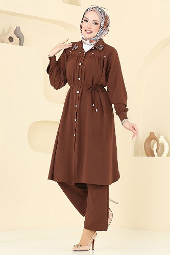 moda selvim طقم بني 3097HBS856 - Thumbnail