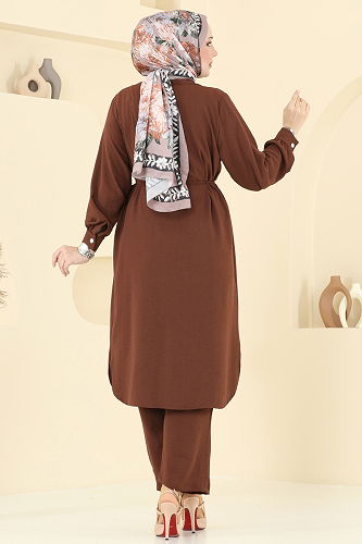 moda selvim طقم بني 3097HBS856 - Thumbnail