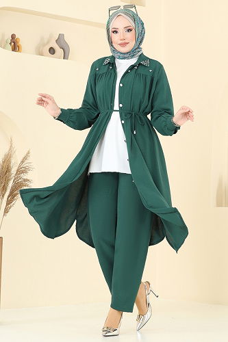 moda selvim طقم زيتي 3097HBS856 - Thumbnail