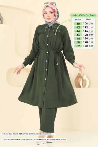 moda selvim طقم اخضر عفني 3097HBS856 - Thumbnail