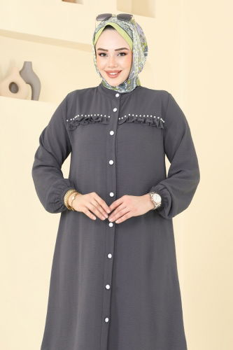 moda selvim طقم رمادي غامق 3098HBS856 - Thumbnail