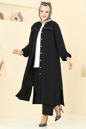 moda selvim طقم أسود 3098HBS856 - Thumbnail