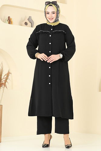 moda selvim طقم أسود 3098HBS856 - Thumbnail