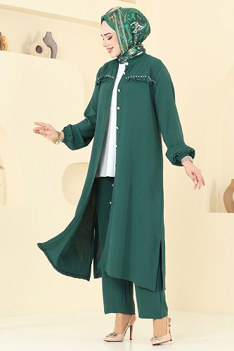 moda selvim طقم زيتي 3098HBS856 - Thumbnail