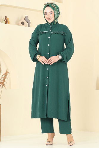 moda selvim طقم زيتي 3098HBS856 - Thumbnail