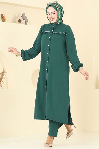 moda selvim طقم زيتي 3098HBS856 - Thumbnail