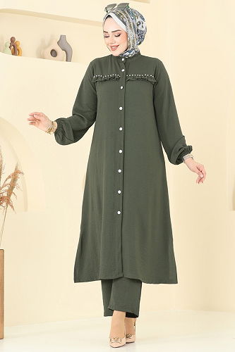 moda selvim طقم اخضر عفني 3098HBS856 - Thumbnail