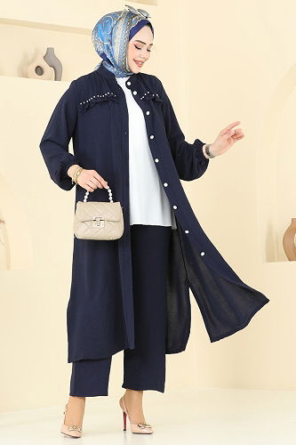 moda selvim طقم كحلي 3098HBS856 - Thumbnail