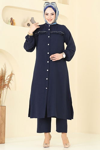 moda selvim طقم كحلي 3098HBS856 - Thumbnail