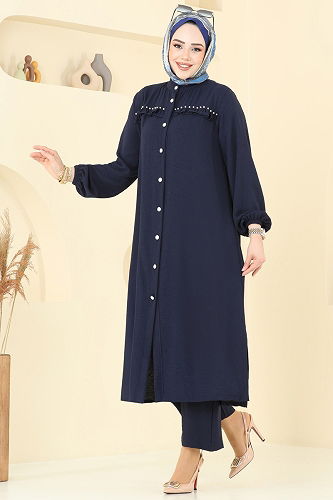 moda selvim طقم كحلي 3098HBS856 - Thumbnail