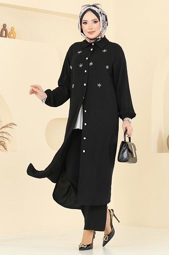 moda selvim طقم أسود 3099HBS856 - Thumbnail