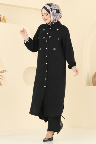 moda selvim طقم أسود 3099HBS856 - Thumbnail