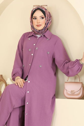 moda selvim طقم وردي غامق 3099HBS856 - Thumbnail