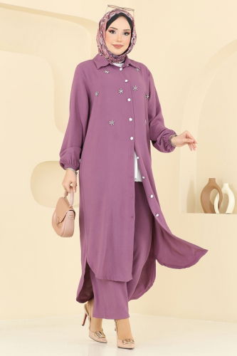 moda selvim طقم وردي غامق 3099HBS856 - Thumbnail