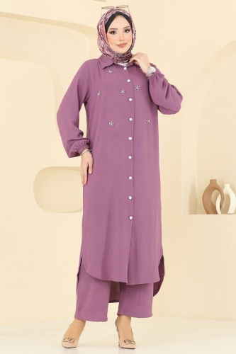 moda selvim طقم وردي غامق 3099HBS856 - Thumbnail