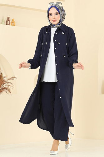 moda selvim طقم كحلي 3099HBS856 - Thumbnail