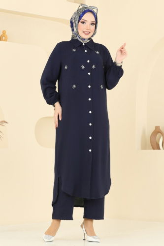 moda selvim طقم كحلي 3099HBS856 - Thumbnail
