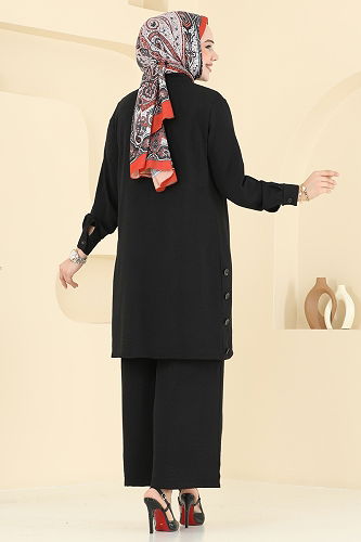 moda selvim طقم أسود 3100HBS856 - Thumbnail