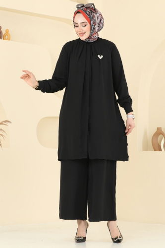 moda selvim طقم أسود 3100HBS856 - Thumbnail