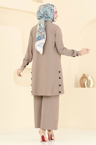 moda selvim طقم بيج غامق 3100HBS856 - Thumbnail