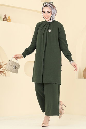 moda selvim طقم اخضر عفني 3100HBS856 - Thumbnail