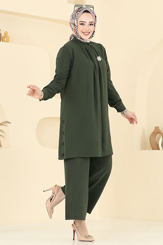 moda selvim طقم اخضر عفني 3100HBS856 - Thumbnail