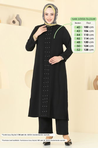 moda selvim طقم أسود 3101HBS856 - Thumbnail